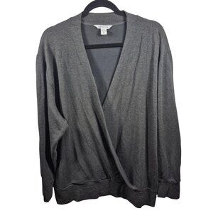 Athleta Sweatshirt Womens XL Gray Pullover Long Sleeve V Neck Stretch